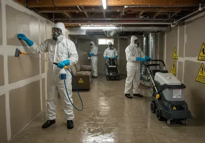 Basement Moisture Removal and Structural Drying process in Clinton, IN